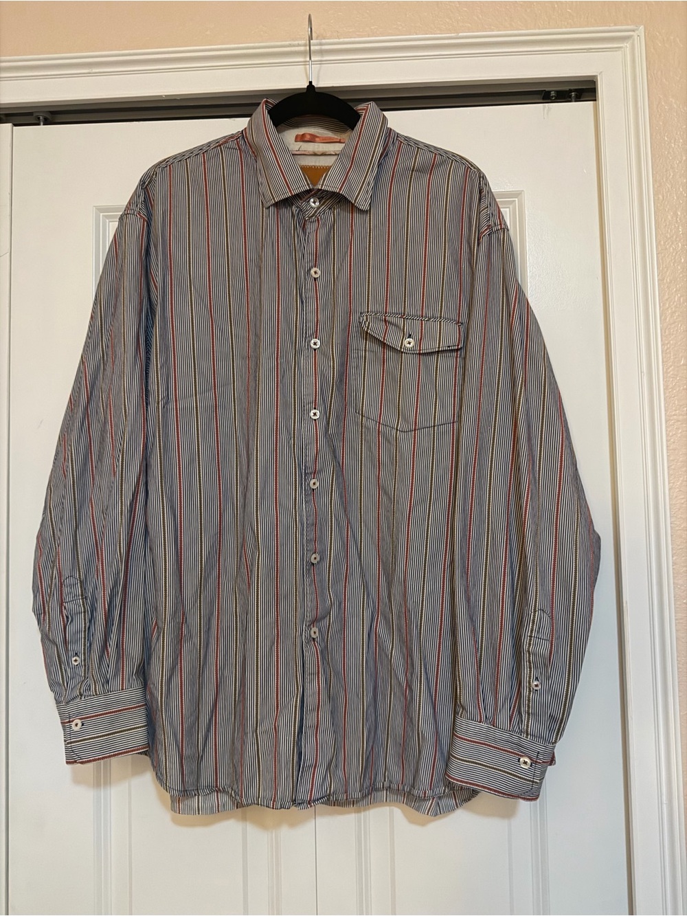 Tommy Bahama Blue Shirt with Red & White Stripes